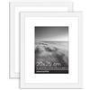 Americanflat Cornice per foto da 20 x 25 cm, colore bianco, set da 2, da utilizzare come cornice per foto da 18 x 10 cm con passepartout o 20 x 25 cm senza passepartout, formati orizzontali e