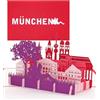 Cologne Cards Biglietto pop-up panorama di Monaco di Baviera, biglietto di compleanno 3D, souvenir, invito City Trip & Buono Baviera Vacanze