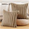 Madizz 2 Pezzi Federe in Lana Corta Velluto Copricuscini Morbido Decorativo Fodere per Cuscino Lusso Stile per Divano Camera da Letto Marrone 60 x 60 cm