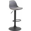 CLP Sgabello Design Kiel In Polipropilene E Similpelle I Sgabello Bar Cucina Imbottito Girevole E Regolabile, Colore:grigio, Colore del telaio:nero