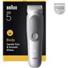 Braun Trimmer Per Il Corpo Serie 5, + 2 Strumenti Da Rasatura, Con Lama SkinGuard, Durata Di 100 Min, Morbido Per Zone Sensibili, Tondez, Rasare I Capelli Con Gli Accessori, Impermeabile, BG5500,