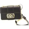 Armani Exchange Borsa a tracolla nera da donna con logo metallico AX UNI