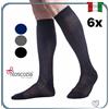 La Blu Set 6 Calze uomo lunghe cotone FILO di SCOZIA a coste estive calzini lunghi da Nero