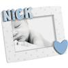 MASCAGNI CASA Cornice Portafoto Con Nome Bambino 13x18cm in Legno Celeste