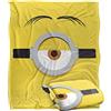 LOGOVISION Coperta Minions, 152 x 127 cm, coperta super morbida al tatto con la faccia di Stuart, setosa al tatto