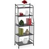 Relaxdays Scaffale in Metallo, HxLxP: 133 x 56 x 28 cm, Mobiletto Cucina e Bagno, 5 Ripiani, Mensole Multiuso, Nero