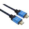 PremiumCord Cavo 4K HDMI 2.0B M/M Ad Alta velocità, 18 Gbps con Ethernet, Compatibile Video 4K@60Hz, Deep Color, 3D, Arc, HDR, Dolby TrueHD, Connettori Placcati Oro, Treccia Tessile, Nero/Blu, 1,5 m