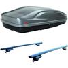 PROPOSTEONLINE Set BOX + Barre Portatutto realizzato per MITSUBISHI ASX dal 2010 al 2019 capiente 240 Litri Grigio con Serratura Barre 127 CM + Kit Attacchi