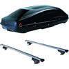 PROPOSTEONLINE Set BOX + Barre Portatutto realizzato per SUZUKI VITARA dal 1999 al 2007 capiente 370 Litri Colore Nero con 2 Serrature Barre 127 CM c/Serratura