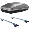 PROPOSTEONLINE Set BOX + Barre Portatutto realizzato per SUZUKI GRAND VITARA 1998-2005 capiente 240 Litri in Grigio chiaro con Chiave Barre 127 CM c/Serratura