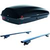 PROPOSTEONLINE Set BOX + Barre Portatutto realizzato per MITSUBISHI ASX dal 2010 al 2019 capiente 240 Litri Colore Nero con Chiave Barre 127 CM + Kit Attacchi