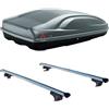 PROPOSTEONLINE Set BOX + Barre Portatutto realizzato per SUZUKI GRAND VITARA 1998-2005 capiente 330 Litri in Grigio scuro con Chiave Barre 127 CM c/Serratura