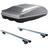 PROPOSTEONLINE Set BOX + Barre Portatutto realizzato per SUZUKI VITARA dal 1999 al 2007 capiente 330 Litri in Grigio chiaro con Chiave Barre 127 CM c/Serratura