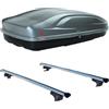 PROPOSTEONLINE Set BOX + Barre Portatutto realizzato per SUZUKI VITARA dal 1999 al 2007 capiente 240 Litri in Grigio scuro con Chiave Barre 127 CM c/Serratura