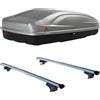 PROPOSTEONLINE Set BOX + Barre Portatutto realizzato per SUZUKI GRAND VITARA 1998-2005 capiente 240 Litri in Grigio lucido con Chiave Barre 127 CM c/Serratura