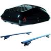 PROPOSTEONLINE Set BOX + Barre Portatutto realizzato per MITSUBISHI ASX dal 2010 al 2019 capiente 220 Litri Colore Nero con Chiave Barre 127 CM + Kit Attacchi