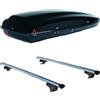 PROPOSTEONLINE Set BOX + Barre Portatutto realizzato per SUZUKI VITARA dal 1999 al 2007 capiente 390 Litri Colore Nero con 2 Serrature Barre 127 CM c/Serratura