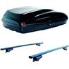 PROPOSTEONLINE Set BOX + Barre Portatutto realizzato per MITSUBISHI ASX dal 2010 al 2019 capiente 240 Litri Colore Nero con Chiave Barre 127 CM + Kit Attacchi