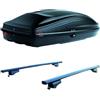 PROPOSTEONLINE Set BOX + Barre Portatutto realizzato per MITSUBISHI ASX dal 2010 al 2019 capiente 240 Litri Colore Nero con Chiave Barre 127 CM + Kit Attacchi