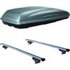 PROPOSTEONLINE Set BOX + Barre Portatutto realizzato per SUZUKI VITARA dal 1999 al 2007 capiente 390 Litri in Grigio chiaro con Chiave Barre 127 CM c/Serratura