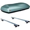 PROPOSTEONLINE Set BOX + Barre Portatutto realizzato per SUZUKI GRAND VITARA 1998-2005 capiente 375 Litri in Grigio ardesia con Chiave Barre 127 CM c/Serratura