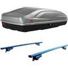 PROPOSTEONLINE Set BOX + Barre Portatutto realizzato per MITSUBISHI ASX dal 2010 al 2019 capiente 240 Litri Grigio con Serratura Barre 127 CM + Kit Attacchi