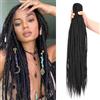 Mscat - Extension per capelli sintetiche a doppia estremità Dreadlock da 61 cm, Nere Naturali, larghezza 0,6 cm, Dreadlock hippie in lana, 10 ciocche, fatte a mano, morbide, per donne e uomini