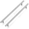 Ravinte 5 maniglie per mobili in argento, per mobili da cucina, 256 mm, con foro centrale, maniglie per armadi, in acciaio inox