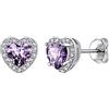 Suplight Orecchini Cuore Ametista in Argento 925 - Anello Donna Ametista Febbraio con Confezione Regalo
