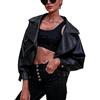 CRITOR Giacca Corta Oversize da Donna in Pelle PU con Risvolto in Pelle Finta da Motociclista