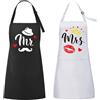 ROSEMO 2pcs Mr. Mrs. Grembiuli da cucina, coppia impermeabile 70 cm grembiule da uomo donna regolabile bianco e nero con 2 tasche per innamorati regalo di matrimonio San Valentino taglia unica