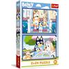 Trefl - Puzzle 2in1: Bluey, Simpatica Bluey - 2 x 24 Pezzi, Coppia di Puzzle per Bambini dai 3 anni