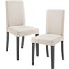 [en.casa] Set di 2 Sedie Imbottite da Sala Pranzo con Gambe in Legno Massiccio Rivestimento in Tessuto per Cucina Salotto Ufficio - Beige