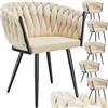 TecTake® Set di 6 Sedie da Pranzo con Braccioli, Sedie Soggiorno in Velluto Extra Fine, Design Elegante a Nodo, Poltrone Velluto con Morbida Imbottitura, Sedie per Sala da Pranzo Versatili - Sabbia