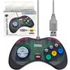 Retro-Bit Official Sega Saturn USB Controller Pad (Model 2) for Sega Genesis Mini, PS3, PC, Mac, Steam, Switch - USB Port (Slate Gray)