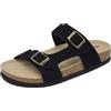 Merking Donna Ciabatte Comodi Sandali Ortopedici Pelle Scamosciata Antiscivolo Pantofole in Sughero Estive XZ7623-Black-EU42