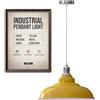LEDSone Lampada a sospensione retrò E27 32 cm, lampada da soffitto in metallo, stile vintage, cavo regolabile - Faretto bianco per cucina, sala da pranzo, bar, caffetteria, ufficio (Giallo)