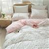 EAVD Set di biancheria da letto in 100% cotone bianco e rosa, stile vintage, motivo floreale, per ragazze e donne, chic, shabby bohémien, botanico, con chiusura a cerniera, 4 cravatte
