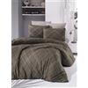 Nuit Des Rêves Ranforce King - Set di copertine per trapunte, 200 x 220 cm, 100% cotone, 145 thread Count, lavabile in lavatrice, marrone/bianco e nero/arancione, design elegante con chiusura a