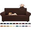KEKUOU Copridivano elasticizzato Loveseat per divano a 2 cuscini (140-200 cm), protezione per mobili con fondo elastico, per bambini e cani, in jacquard a quadretti piccoli (M, cioccolato)