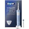 Oral-B Vitality Pro Spazzolino da denti elettrico per adulti, regalo per la festa della mamma per lei/lui, 1 manico, 2 testine, 3 modalità di spazzolatura tra cui Sensitive Plus, spina UK a 2 pin, blu