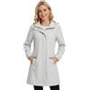 chiguomaoyi Giacca da Pioggia da Donna Softshell impermeabile Cappuccio Antipioggia Trench Primaverile Coat