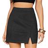 Cocoarm Minigonna da Donna Alta con Cerniera Nascosta sul Retro Gonna Corta Aderente con Spacco Laterale Stampato in Finta Pelle Scamosciata(M-Nero)