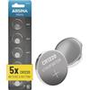 ABSINA 5x Batteria CR1220 3V litio - Batteria CR 1220 anti-perdita & lunga durata - CR 1220 3V per chiavi auto, orologio e altro