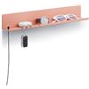Byde Helke - Mensola da Parete, 44x6x6 cm, 5 Ganci e Porta Cavi, In Lamiera di Acciaio Verniciato a Polvere, Organizer per Chiavi e Lettere per Ingresso, Corridoio, Cucina, Ufficio, Colore Beige Rosso
