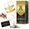 Aurìca Calice Vino Personalizzato LA LEGGENDA VA IN PENSIONE - Bicchiere Piegato in Cristallino da 440 ml per Celebrare il Nuovo Capitolo! Un Regalo per Festeggiare La Pensione con Stile!