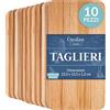 Creative Home Set di Taglieri 10x Tagliere da Cucina in Legno Oliato | 22,5 x 12.5 x 1.2cm | Taglieri Professionale in Legno Ideali per Aperitivo Pane, Formaggi| Legno di Faggio Naturale | Reversibile
