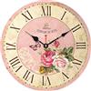 VIKMARI vintage fiori stile orologi da parete decorativo di legno floreale rotondo orologio da parete rosa 14 inch
