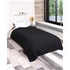 nottoc Copriletto doppio nero, 220 x 240 cm, in piquet a nido d'ape, 100% cotone, leggero, effetto waffle, coperta estiva in cotone come copriletto, copridivano, copridivano