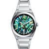 FOSSIL Orologio Everett da uomo, Movimento al quarzo con data a tre lancette e cinturino in pelle o acciaio inossidabile, 42 mm, Argento e verde